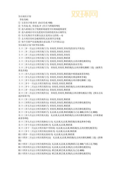 皇后成长计划李四详细攻略：达成高声望与魅力的必备步骤
