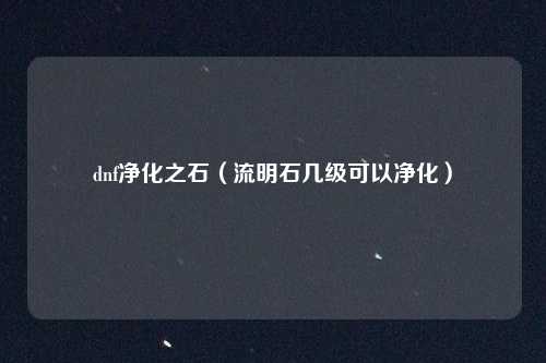 dnf净化之石（流明石几级可以净化）
