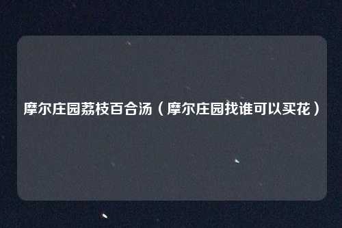 摩尔庄园荔枝百合汤（摩尔庄园找谁可以买花）