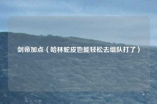 剑帝加点（哈林蛇皮也能轻松去组队打了）