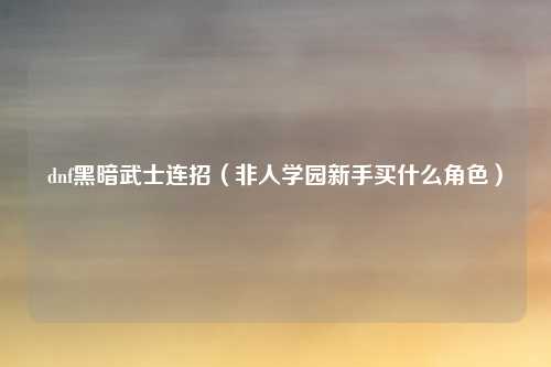 dnf黑暗武士连招（非人学园新手买什么角色）