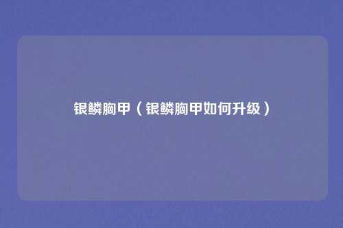 银鳞胸甲（银鳞胸甲如何升级）