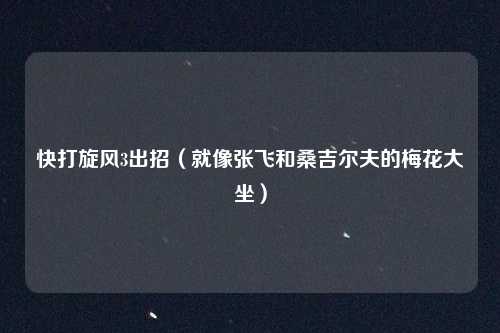 快打旋风3出招（就像张飞和桑吉尔夫的梅花大坐）