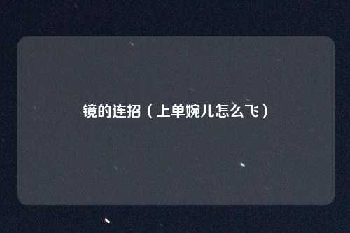 镜的连招（上单婉儿怎么飞）