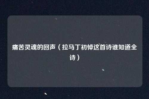 痛苦灵魂的回声（拉马丁初悼这首诗谁知道全诗）