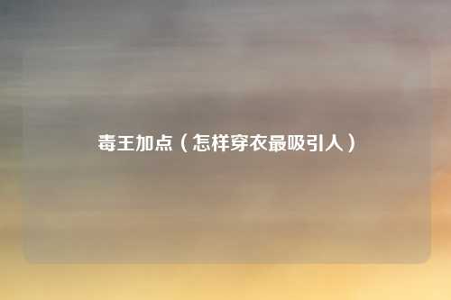 毒王加点（怎样穿衣最吸引人）