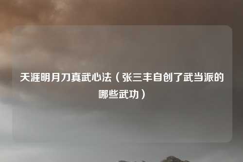 天涯明月刀真武心法（张三丰自创了武当派的哪些武功）