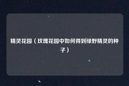精灵花园（玫瑰花园中如何得到绿野精灵的种子）