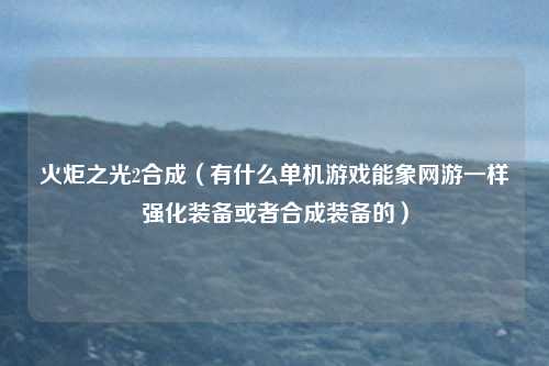 火炬之光2合成（有什么单机游戏能象网游一样强化装备或者合成装备的）