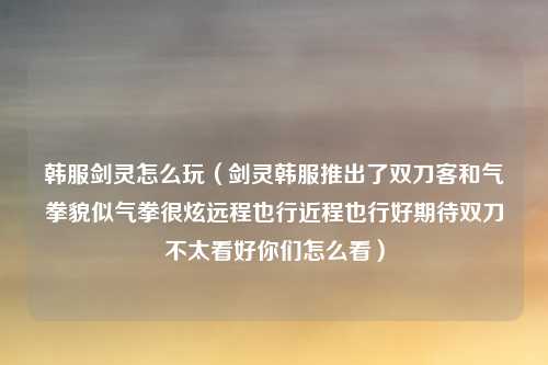 韩服剑灵怎么玩（剑灵韩服推出了双刀客和气拳貌似气拳很炫远程也行近程也行好期待双刀不太看好你们怎么看）
