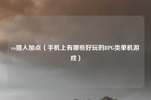 ro猎人加点（手机上有哪些好玩的RPG类单机游戏）