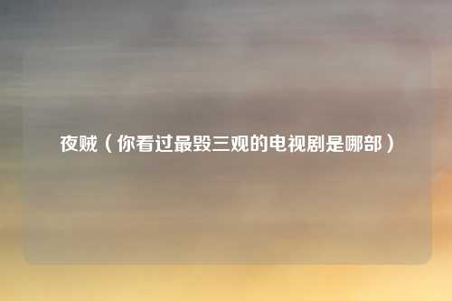 夜贼（你看过最毁三观的电视剧是哪部）