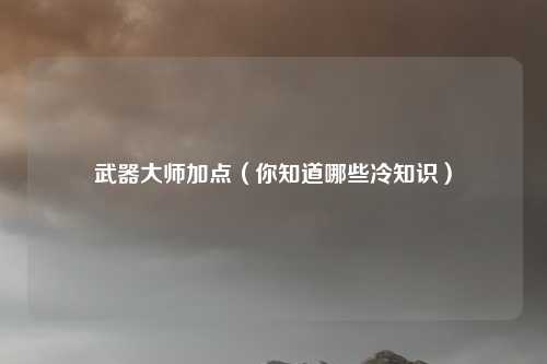 武器大师加点（你知道哪些冷知识）