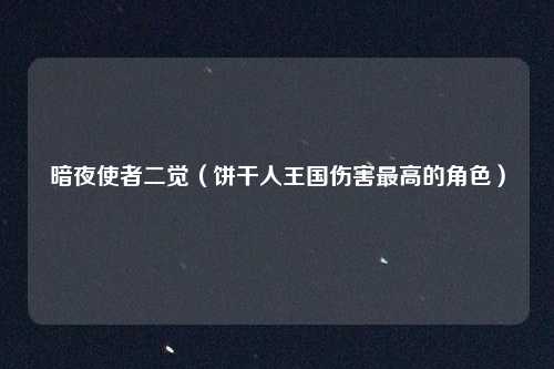 暗夜使者二觉（饼干人王国伤害最高的角色）
