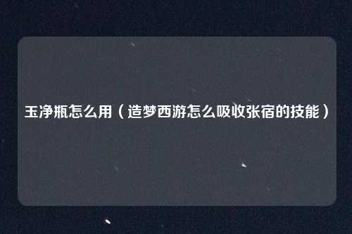 玉净瓶怎么用（造梦西游怎么吸收张宿的技能）