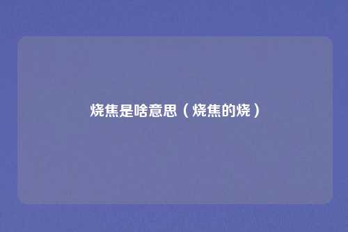 烧焦是啥意思（烧焦的烧）