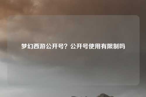 梦幻西游公开号？公开号使用有限制吗