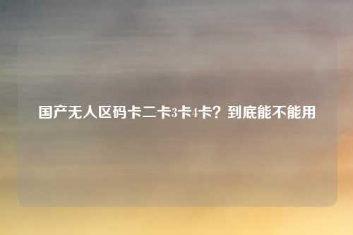 国产无人区码卡二卡3卡4卡？到底能不能用