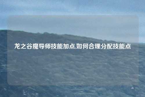 龙之谷魔导师技能加点,如何合理分配技能点