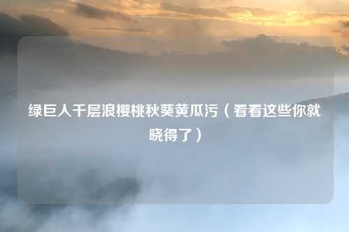 绿巨人千层浪樱桃秋葵黄瓜污（看看这些你就晓得了）