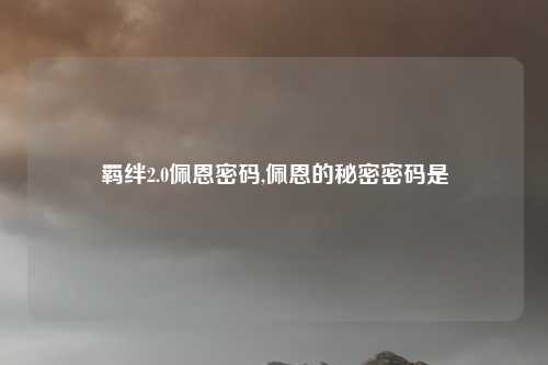 羁绊2.0佩恩密码,佩恩的秘密密码是