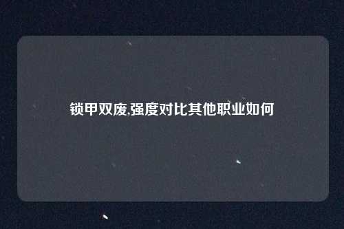 锁甲双废,强度对比其他职业如何