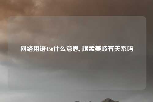 网络用语456什么意思, 跟孟美岐有关系吗