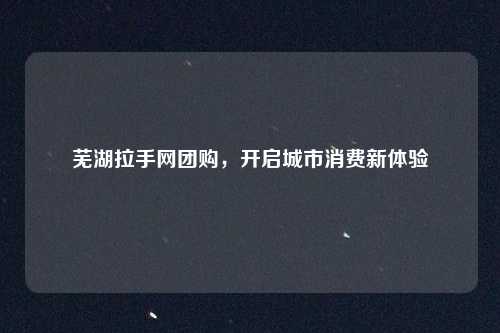 芜湖拉手网团购，开启城市消费新体验