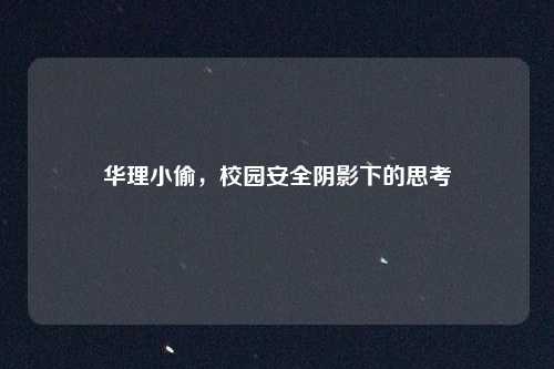 华理小偷，校园安全阴影下的思考