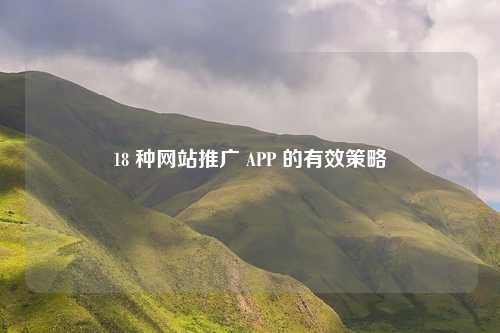18 种网站推广 APP 的有效策略