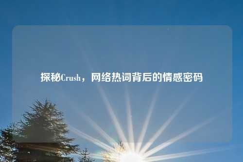 探秘Crush，网络热词背后的情感密码