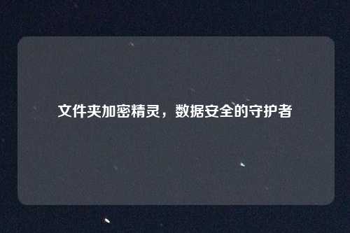 文件夹加密精灵，数据安全的守护者