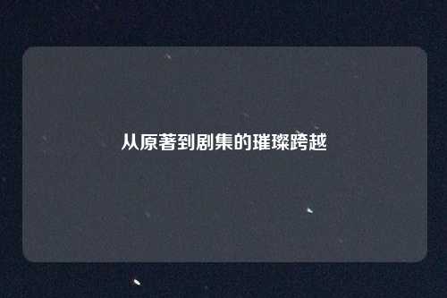 从原著到剧集的璀璨跨越