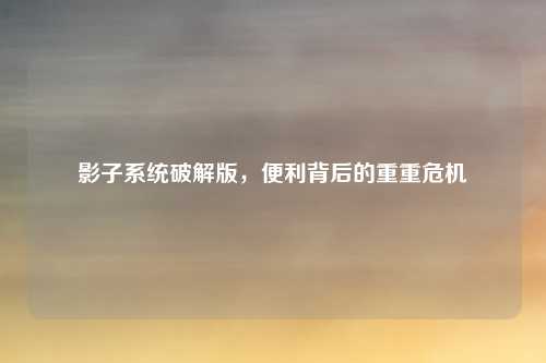 影子系统破解版，便利背后的重重危机