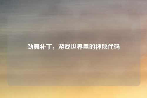 劲舞补丁，游戏世界里的神秘代码