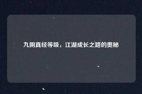 九阴真经等级，江湖成长之路的奥秘