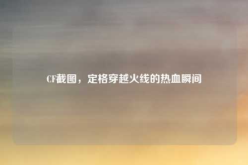 CF截图，定格穿越火线的热血瞬间