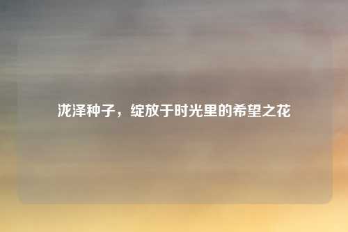 泷泽种子，绽放于时光里的希望之花