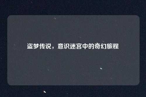 盗梦传说，意识迷宫中的奇幻旅程