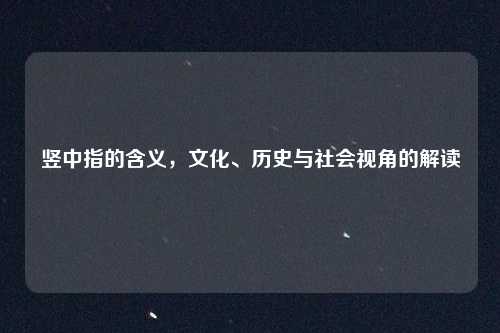 竖中指的含义，文化、历史与社会视角的解读
