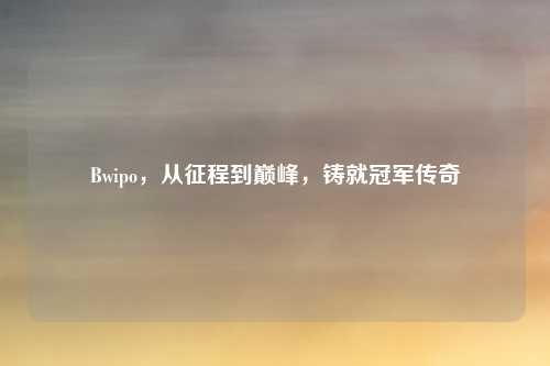 Bwipo，从征程到巅峰，铸就冠军传奇