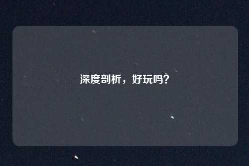 深度剖析，好玩吗？