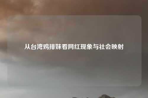 从台湾鸡排妹看网红现象与社会映射