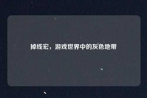 掉线宏，游戏世界中的灰色地带