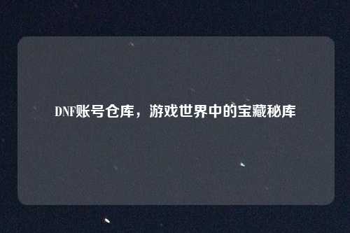 DNF账号仓库，游戏世界中的宝藏秘库