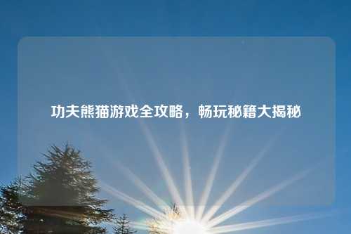 功夫熊猫游戏全攻略，畅玩秘籍大揭秘