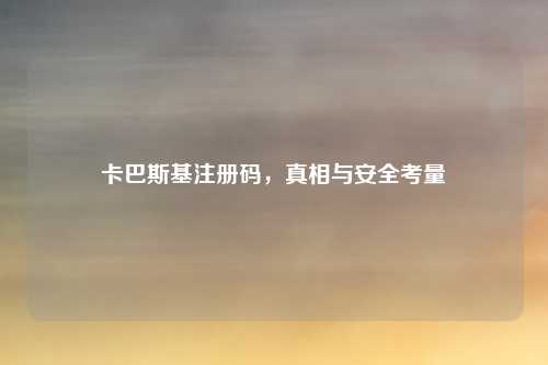 卡巴斯基注册码，真相与安全考量