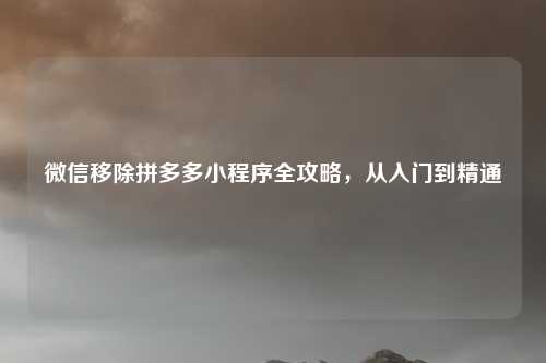 微信移除拼多多小程序全攻略，从入门到精通