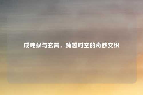 成吨叔与玄霄，跨越时空的奇妙交织