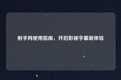射手网使用指南，开启影视字幕新体验